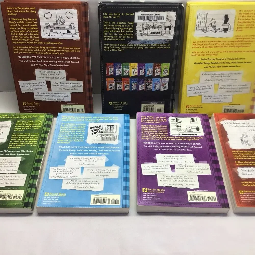 Diary of a Wimpy Kid Book Lot 7 Hardcover Softcover Books Jeff Kinney Dog Days